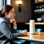 A professional adult individual, fully clothed in modest business casual attire, sitting slightly apart from a blurred group in a cozy, modern cafe. The person's expression is contemplative and their posture slightly reserved, subtly conveying a sense of internal social anxiety and isolation amidst a public setting. Soft, ambient lighting creates a quiet atmosphere. safe for work, appropriate content, fully clothed, modest clothing, perfect anatomy, correct proportions, natural pose, well-formed hands, proper finger count, natural body proportions, professional photography, high quality, family-friendly.