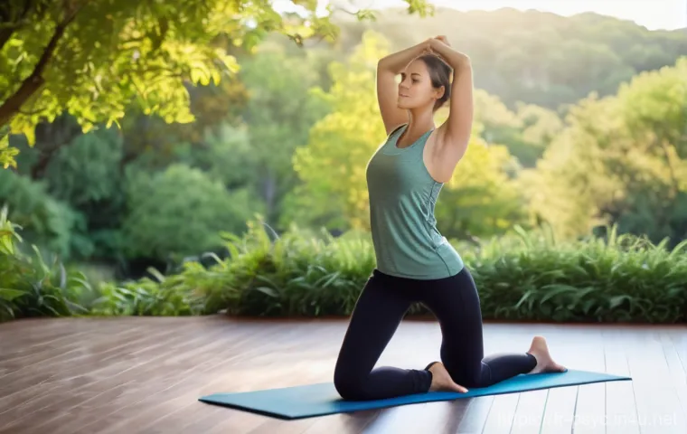 공황장애 관리 운동 - Image Prompt 1: Serene Morning Yoga in Nature**