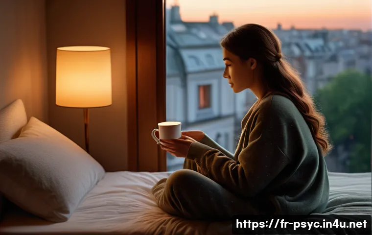 수면제 종류와 효과 비교 - **Prompt:** "A tranquil, cozy bedroom scene at dusk, depicted from a slightly elevated angle. A pers...