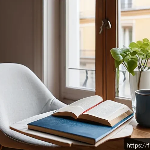 Home 32 우울증 치료 성공 사례 - A cozy, sunlit French apartment interior, featuring a minimalist and decluttered living space with n...