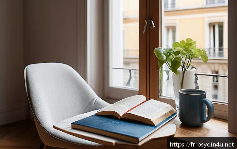 우울증 치료 성공 사례 - A cozy, sunlit French apartment interior, featuring a minimalist and decluttered living space with n...